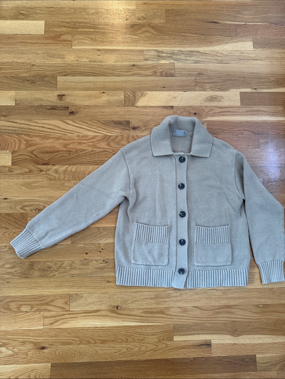 Everlane Beige Button-Up Knit Cardigan